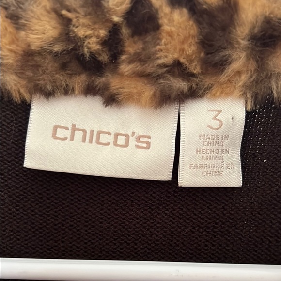 Chico's Tan and Black Leopard Faux Fur Vest - Picture 3 of 5